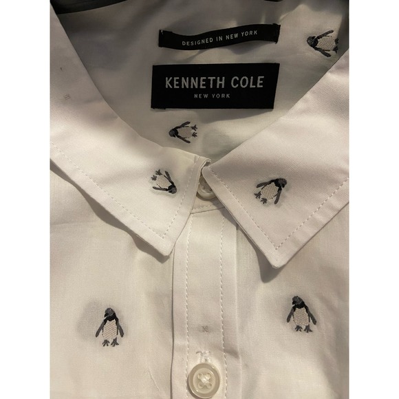 "Kenneth Cole Men's Penguin Print Button-Down Shirt" Size S  Mens 116 - Picture 4 of 5